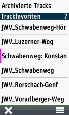 Track Manager Auswahl